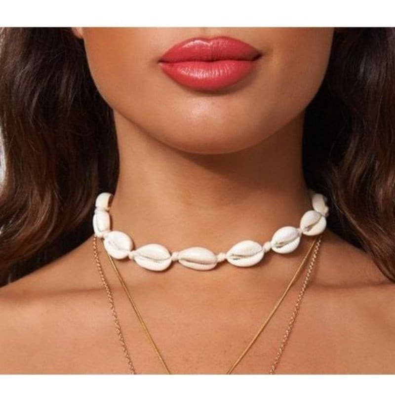 Choker de Buzios tendencia verão colar de conchas praia natural