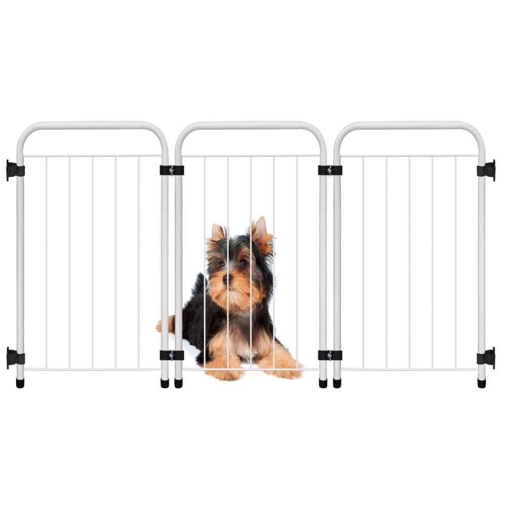 CERCADINHO PORTÁTIL 3 MÓDULOS PORTÃO GRADE PROTEÇÃO PET CÃES DOBRÁVEL BRANCO 10.927.01 PETMIX
