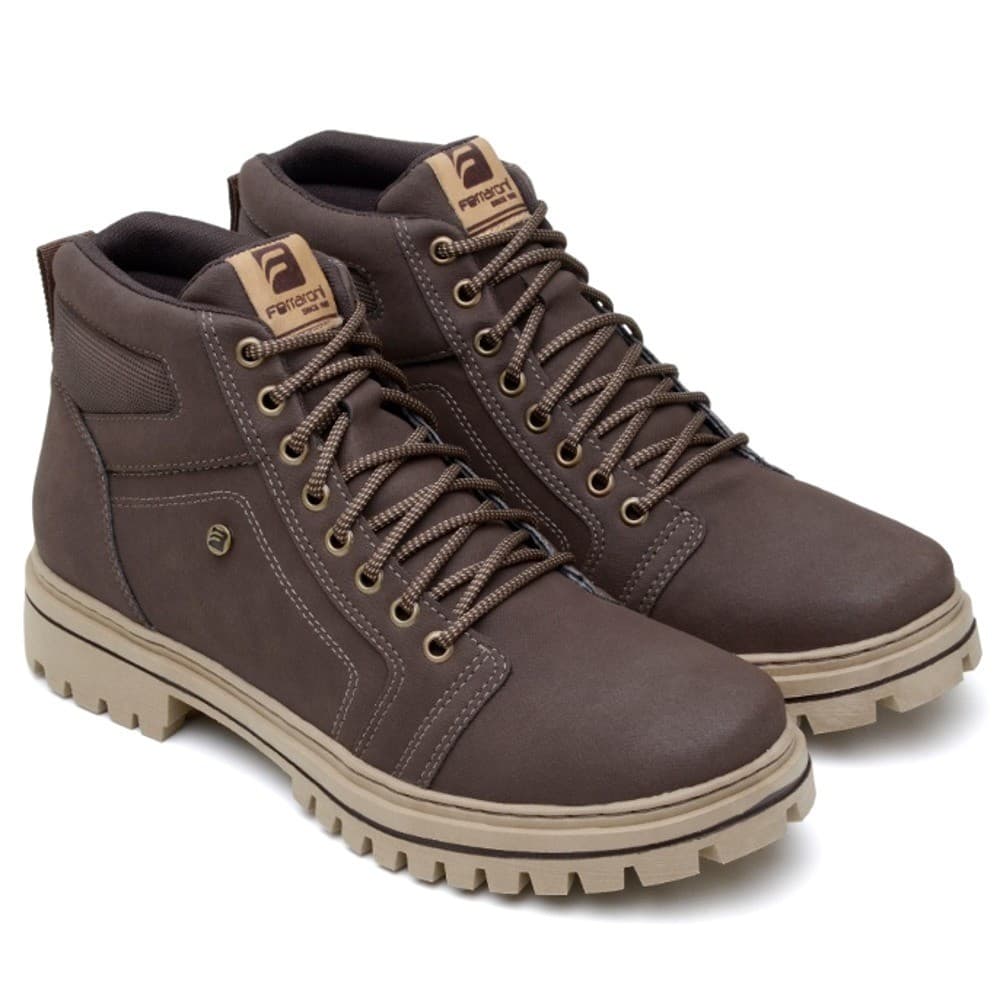 Bota Coturno Masculino Couro Ecológico Promoção Solado Costurado