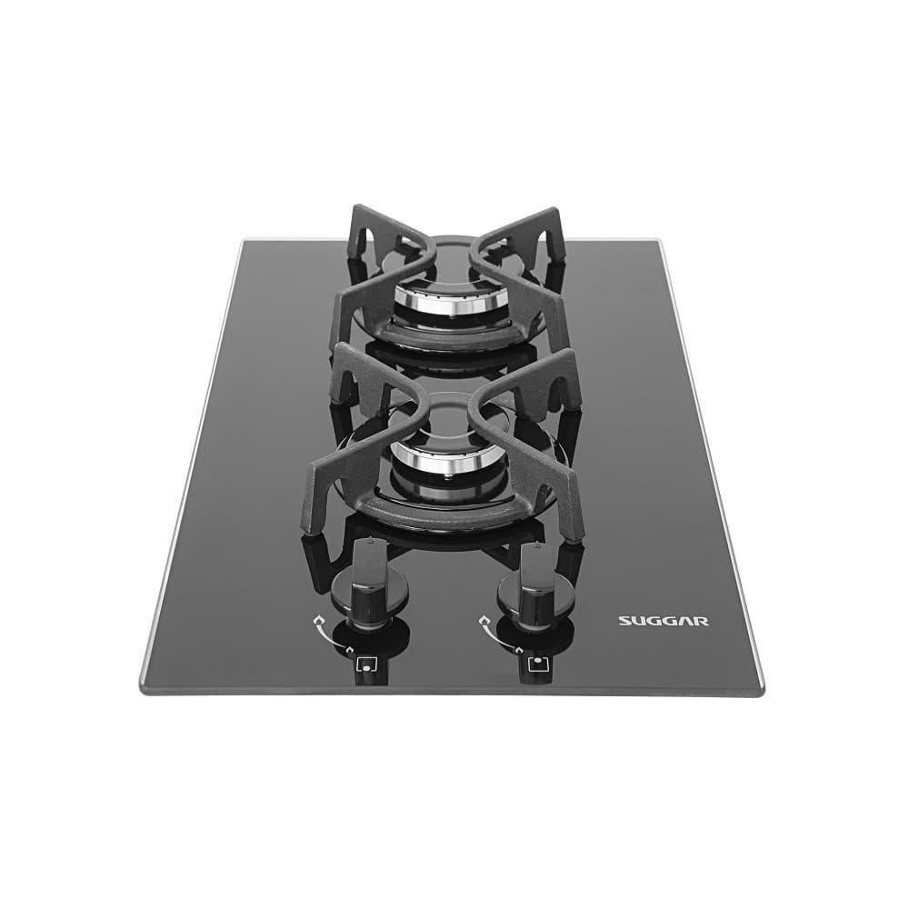 Cooktop Mesa De Vidro 2 Queimadores À Gás Suggar Preto FG2002FVP Bivolt
