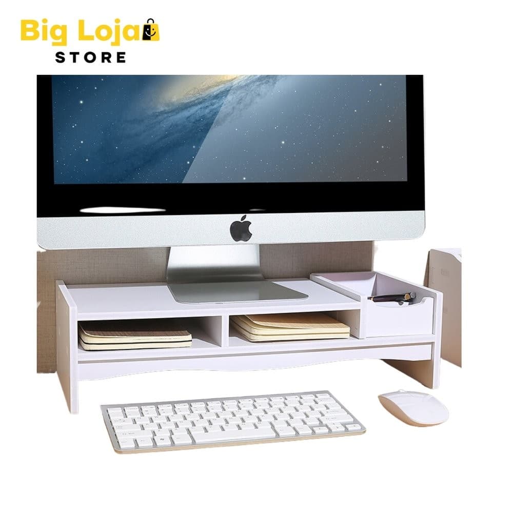 Suporte De Mesa Para Monitor Elevado - Estilo Organizador Em MDF