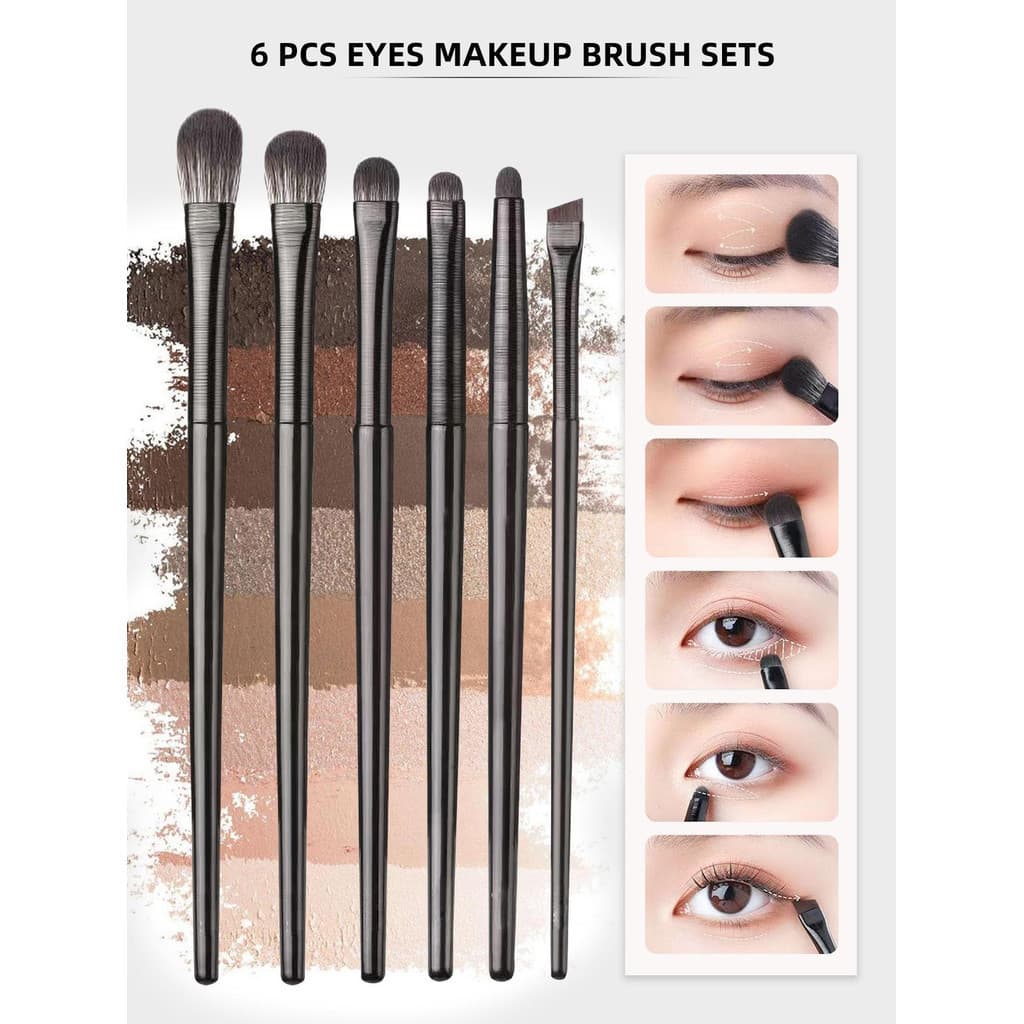 6 Conjuntos De Pincéis De Maquiagem Para Os Olhos Pretos Incluem Pincel De Sombra Sobrancelha Corretivo Delineador Facial Conjunto De Ferramentas De Beleza