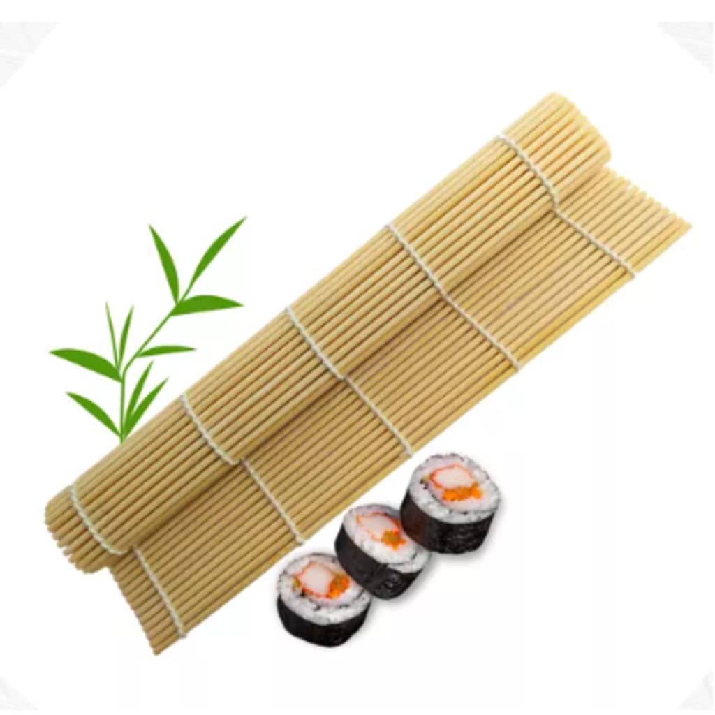 Kit 2 Esteiras De Bambu Para Enrolar Sushi Sudare 23x22cm