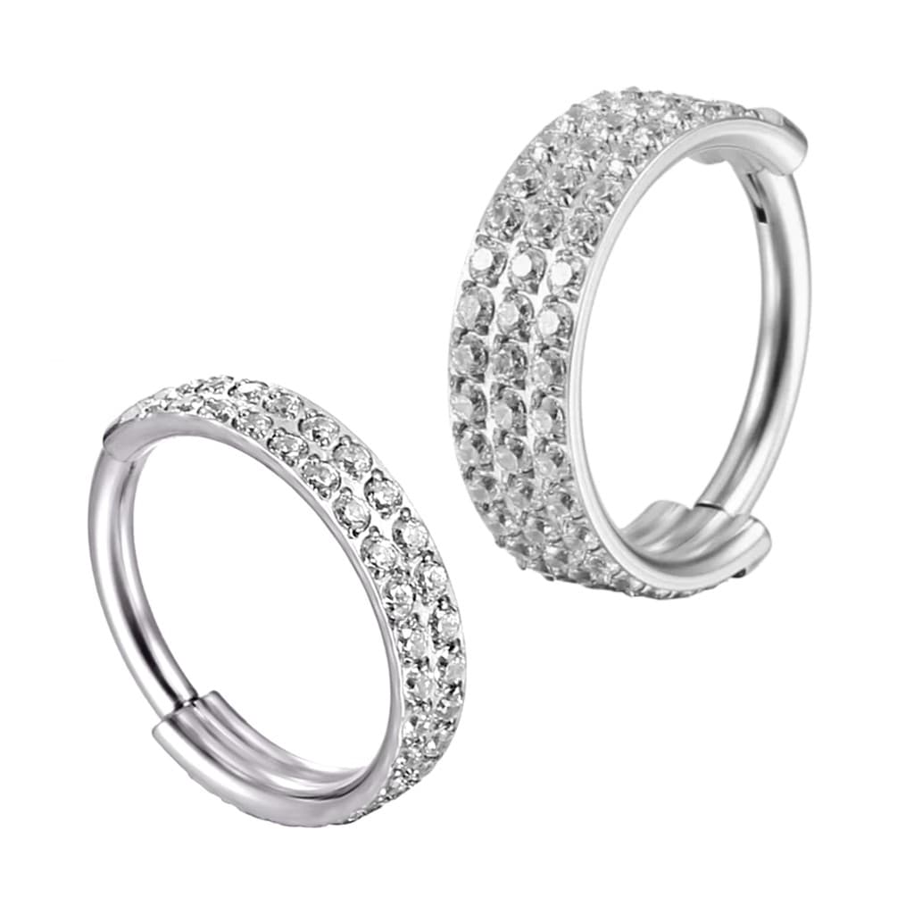 Piercing Argola Clicker Titânio Cravejado Duplo ou Triplo