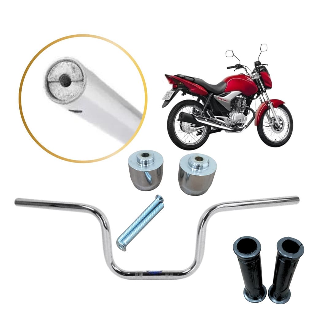 Kit Guidão Moto Titan 150 2022 a 2023 Pezinho Manoplas Rosca Interna Durabilidade