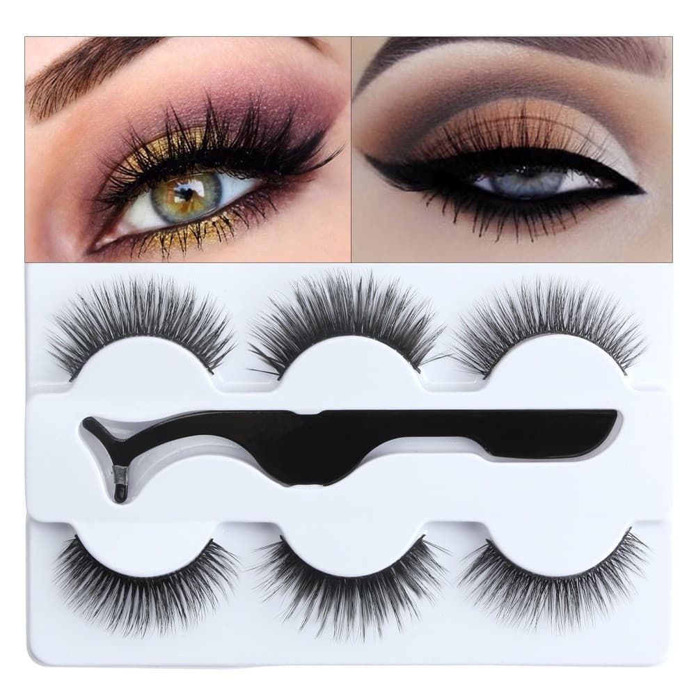 Cilios Postiços 3D AOYASIYUE BEST KIT Com 3 Pares Acompanha Uma Pinça Curva Reta Para Aplicação De Cíliosliligirl