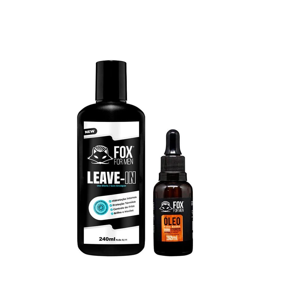 LEAVE IN E ÓLEO GOTAS BARBA CONTROLE FRIZZ E HIDRTAÇÃO FOX FOR MEN
