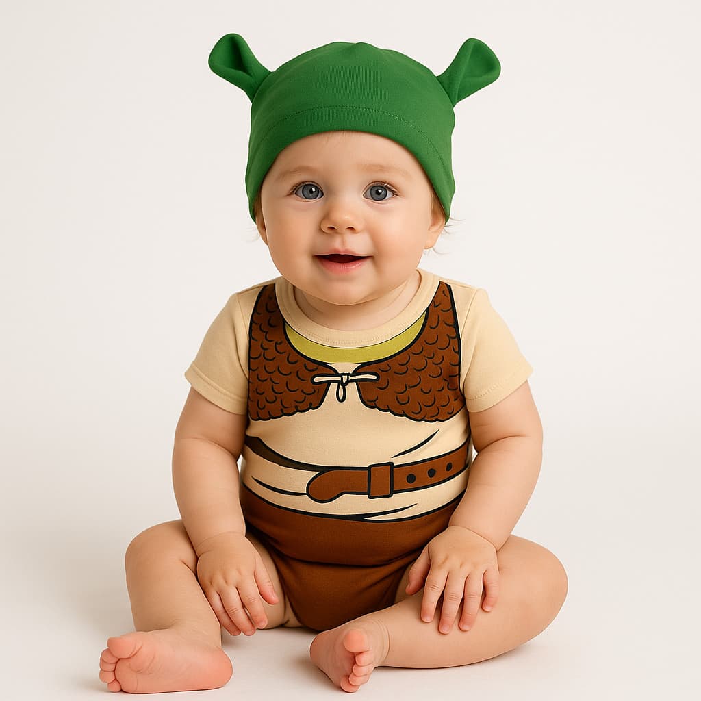 Body Bebê Infantil Mêsversário Temático Shrek Super Confortável