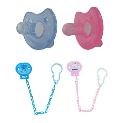 Chupeta Calmante Fase 1 Recem Nascido Bico Redondo  100% Silicone mais 1 Prendedor de chupeta Baby Nany