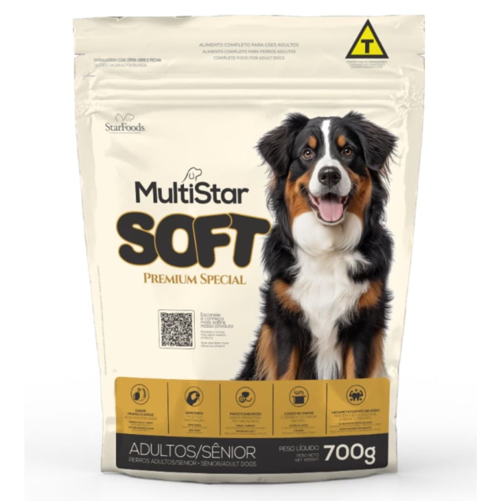 Ração Macia MultiStar Soft Sem Corantes Cães Adultos