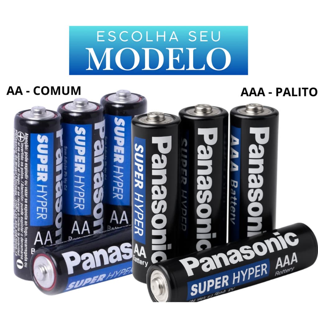 Pilhas Panasonic AA ou AAA | Comum ou Palito | Kit 8, 12, 24 ou 32 Unidades Para Controle Remoto Envio Rápido
