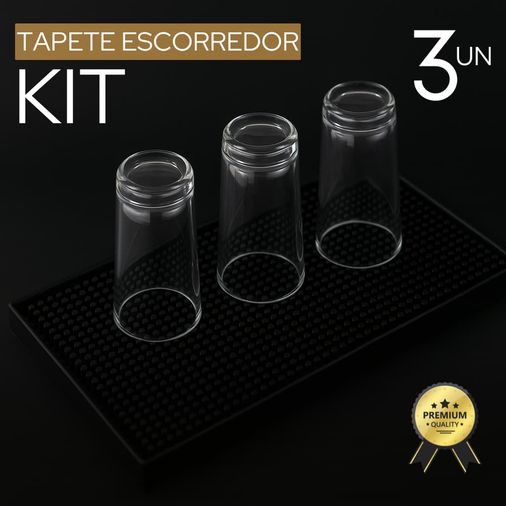 3 Tapetes Escorredor De Louça Pvc Barbeiro Porta Copo Prato Antiderrapante Bar Drink Bar Balcão