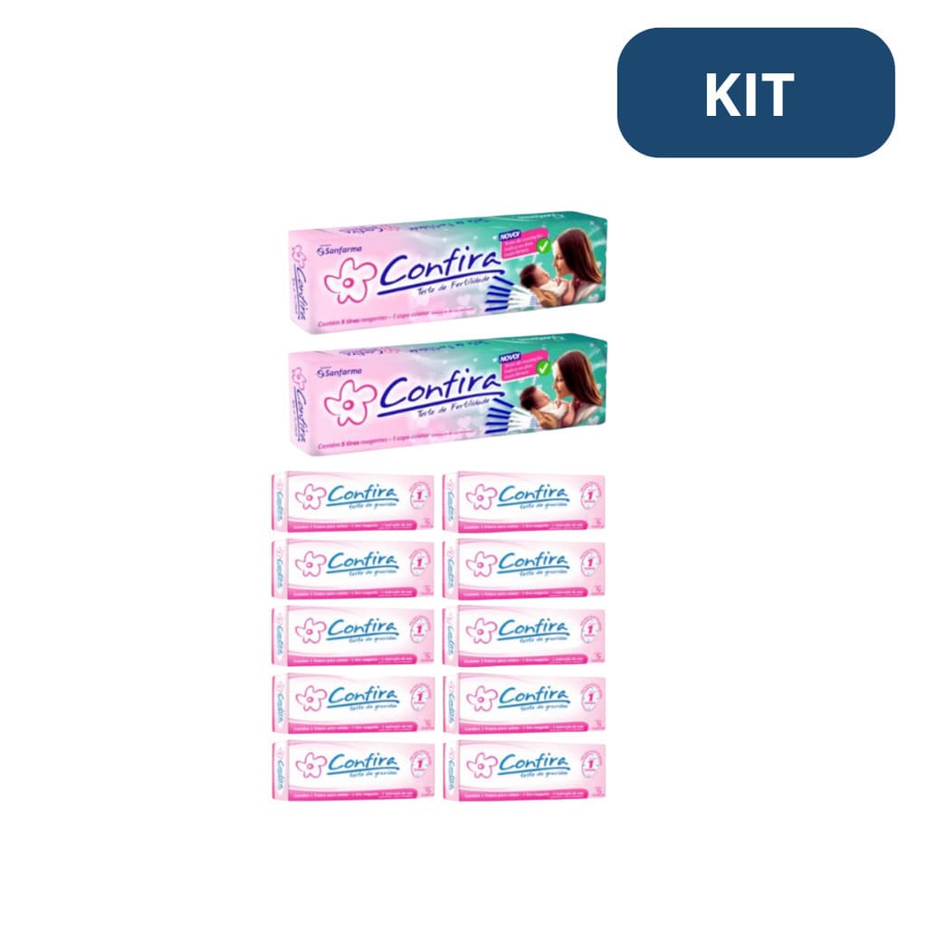 Kit 10 Testes de gravidez + 10 tiras teste de fertilidade ovulação