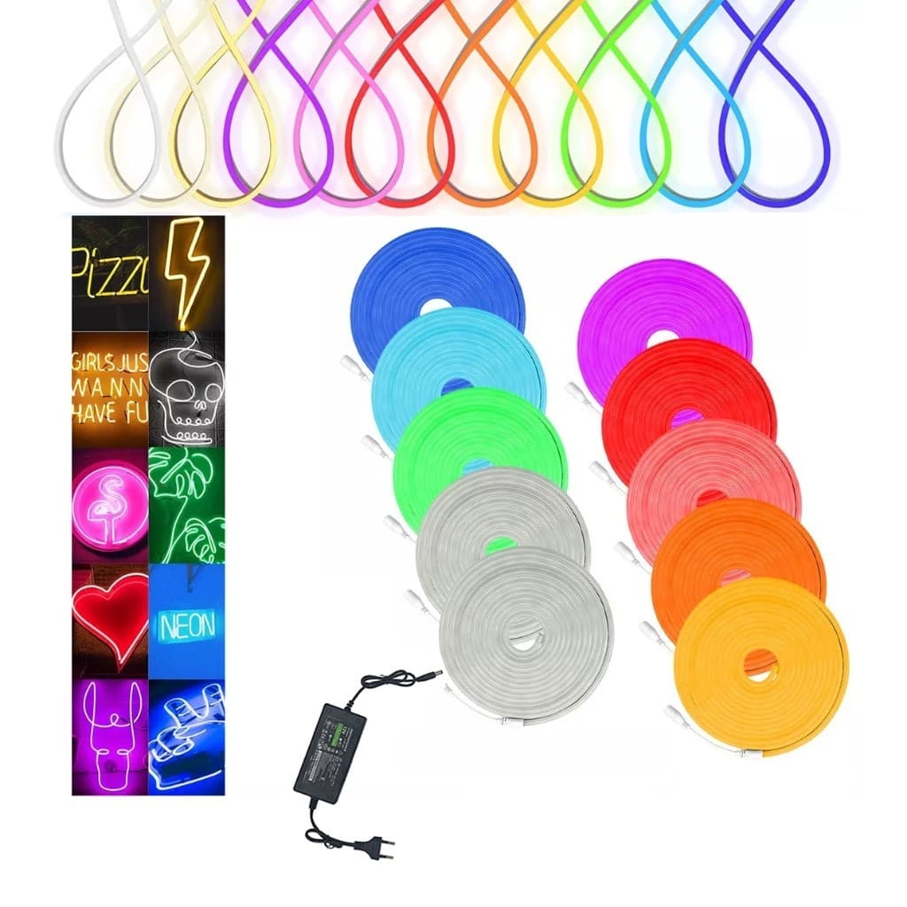 5m Mangueira Fita Led 12v Neon Corte 2,5cm Alto Brilho + Fonte 5A