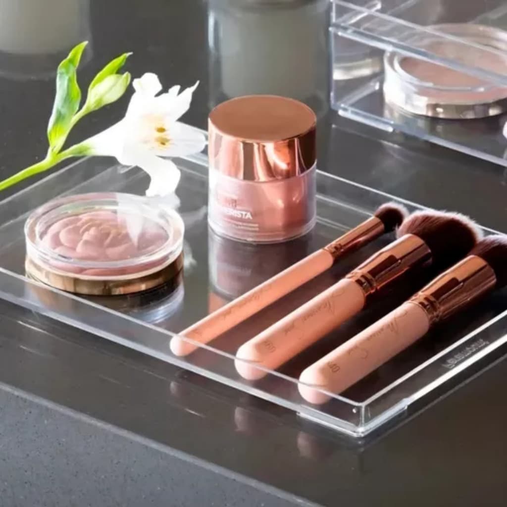Bandeja Acrílico Cristal Organizador Maquiagem Lavabo Banheiro