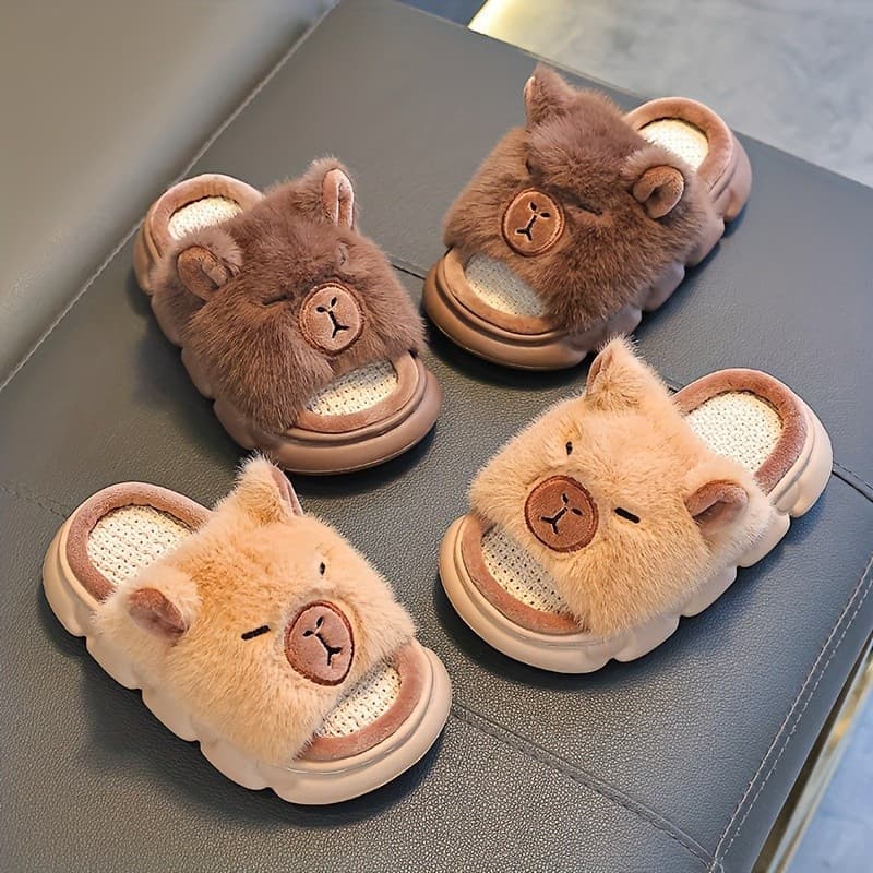 Chinelos Kapibara para meninos e meninas adolescentes, calor interno, adequados para todas as estações, lindos sapatos a