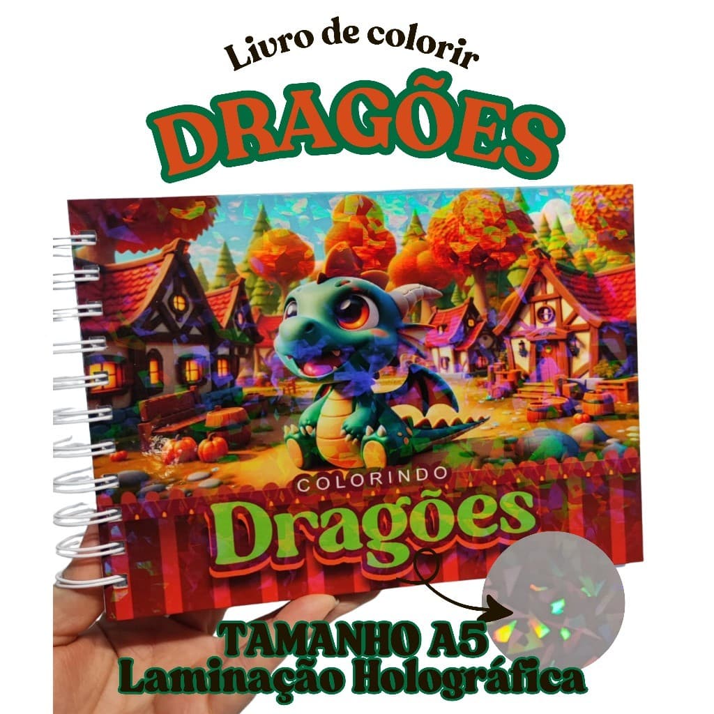 Caderno de colorir Dragões coloring book capa dura caderno de pintura folhas  180 gramas