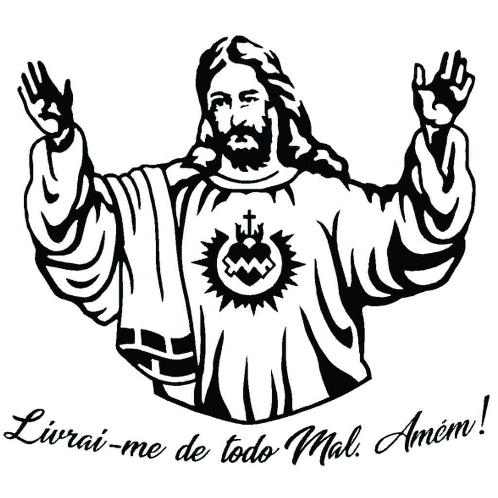 Adesivo 60cm caminhão casa parede Jesus livrai-me de de todo mal, amém!