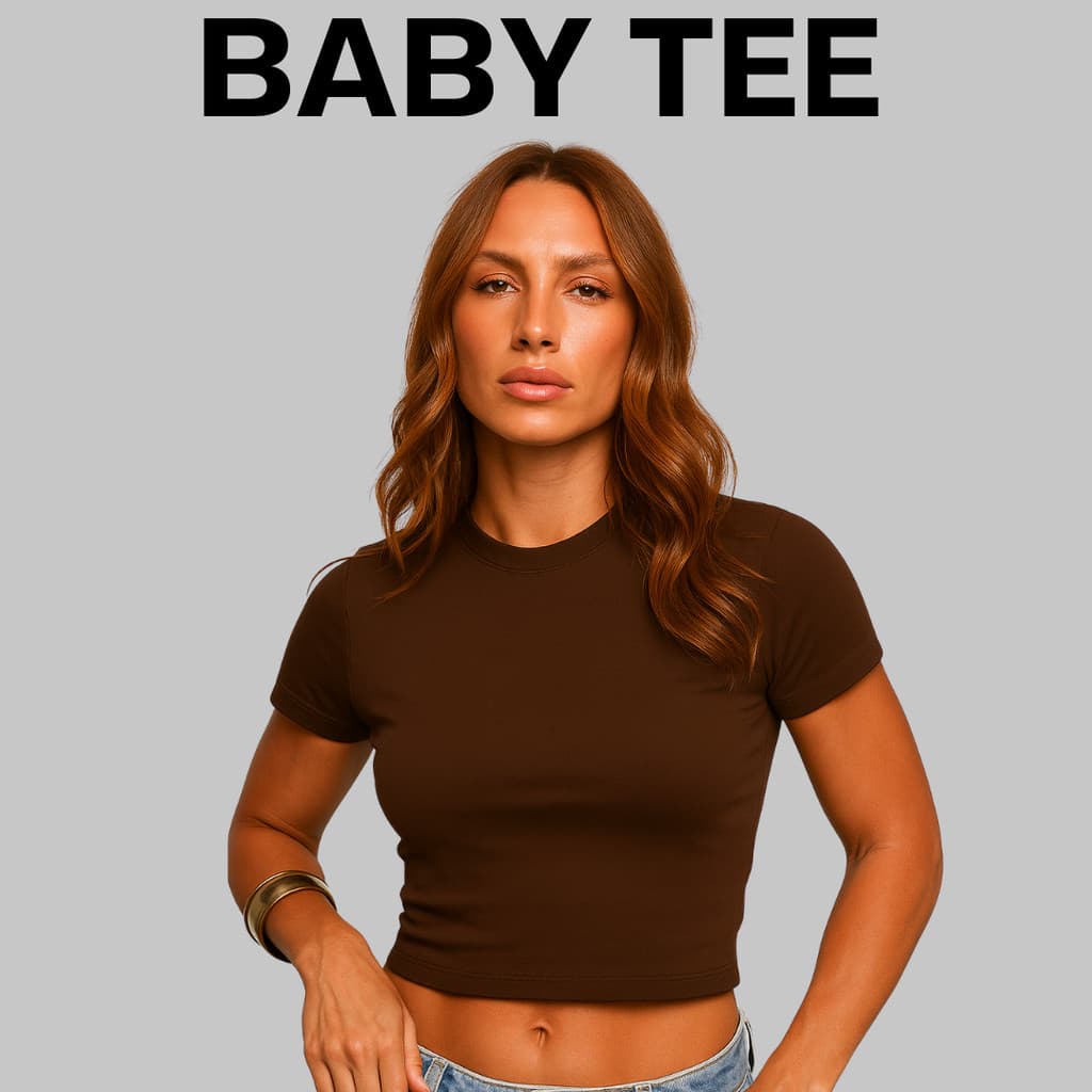 Baby Tee Feminina - Blusa Slim Fit Manga Curta Blusa de Compressão Várias Cores