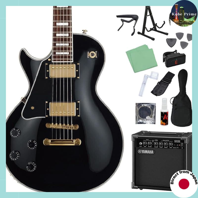 GrassRoots G-LP-60C/LH BK Conjunto De 14 Peças Para Guitarra Elétrica Iniciantes [Com GA15II] Les Paul Personalizado Preto