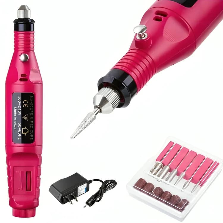 Kit Profissional de Lixadeira de Unhas Elétrica com Broca e Motor Bivolt para Manicure e Pedicure Lixadeira De Unha
