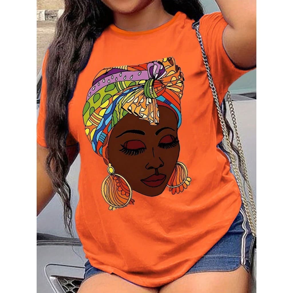 Camiseta Casual 100% Algodão Premium Negra Afro Preta Turbante Lançamento 2024 Envio Imediato Js Cod Fashion