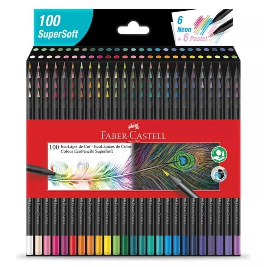 Lápis De Cor Faber Castell 100 Cores Supersoft Desenho Artes Original Promoção