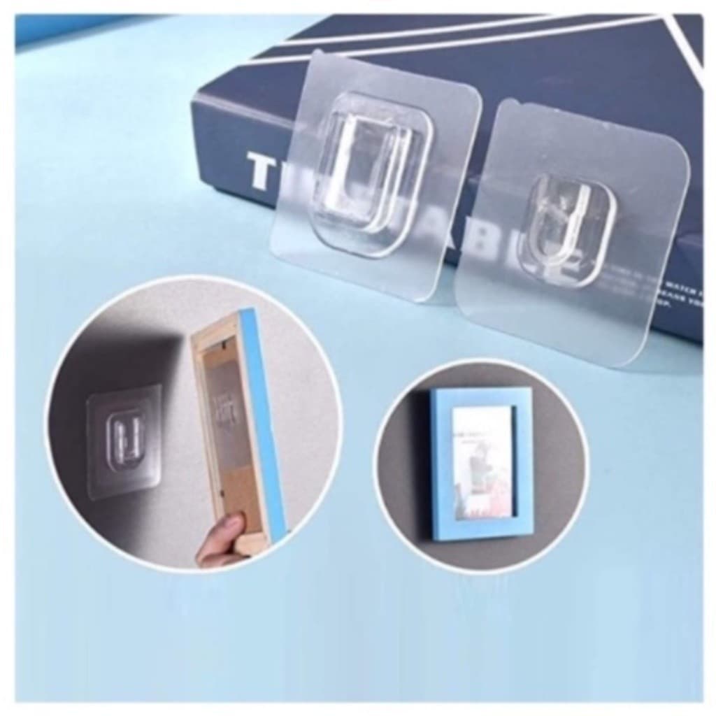 Kit 10 Pares Gancho Adesivo Macho Fêmea Dupla Face Transparente Sem Furos Pregos Para Banheiro