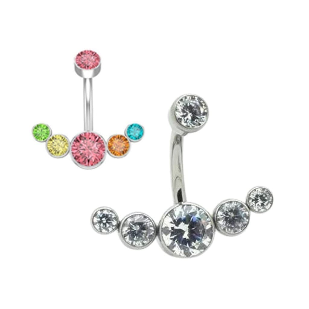 Piercing Umbigo Cluster Meia Lua Zircônia Titânio