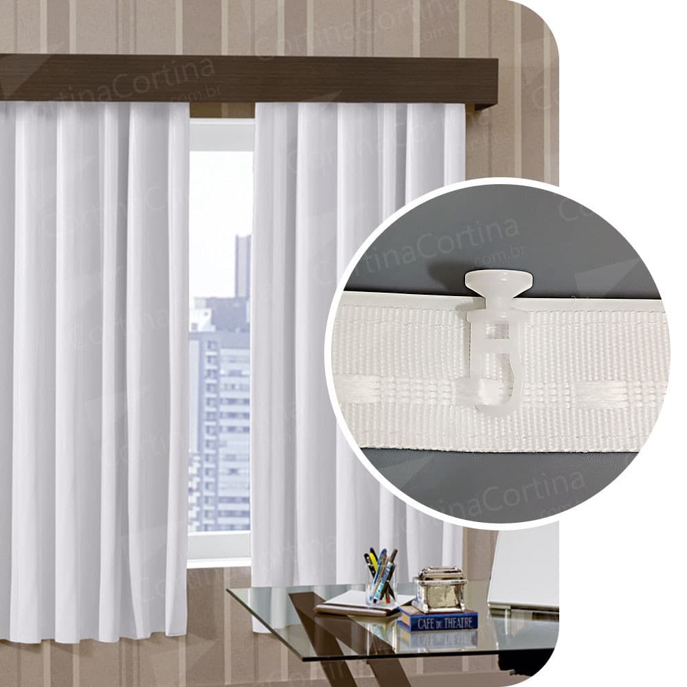 Cortina Blackout Corta Luz Plástico PVC Trilho Suisso 280x280m Branco/Cinza Cortina Cortina
