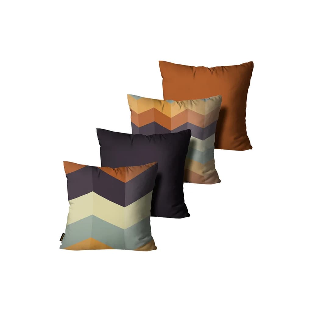 Kit com 4 Capas de Almofadas Decorativas Geométrica Colorido