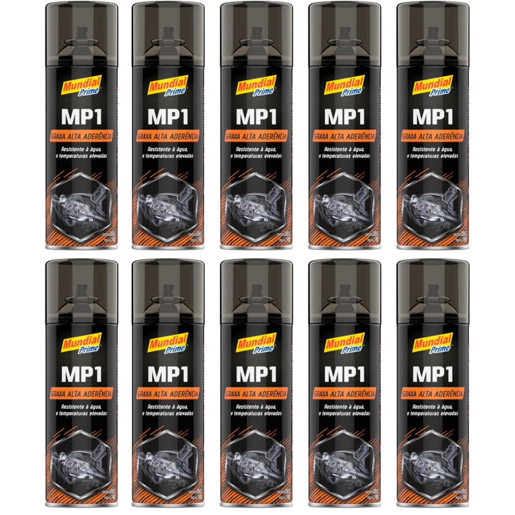 10 Graxas Alta Aderência Spray 250ML Resiste Água Temperatura Borrachas Roldanas Correntes Protege