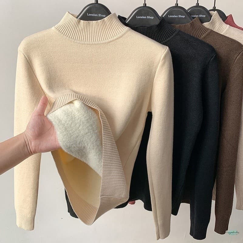 Inverno Outono e Inverno Nova Camisola De Pelúcia De Lã Espessada Uma Peça Half-neck com Mink 998 Camisa De Lã Inferior