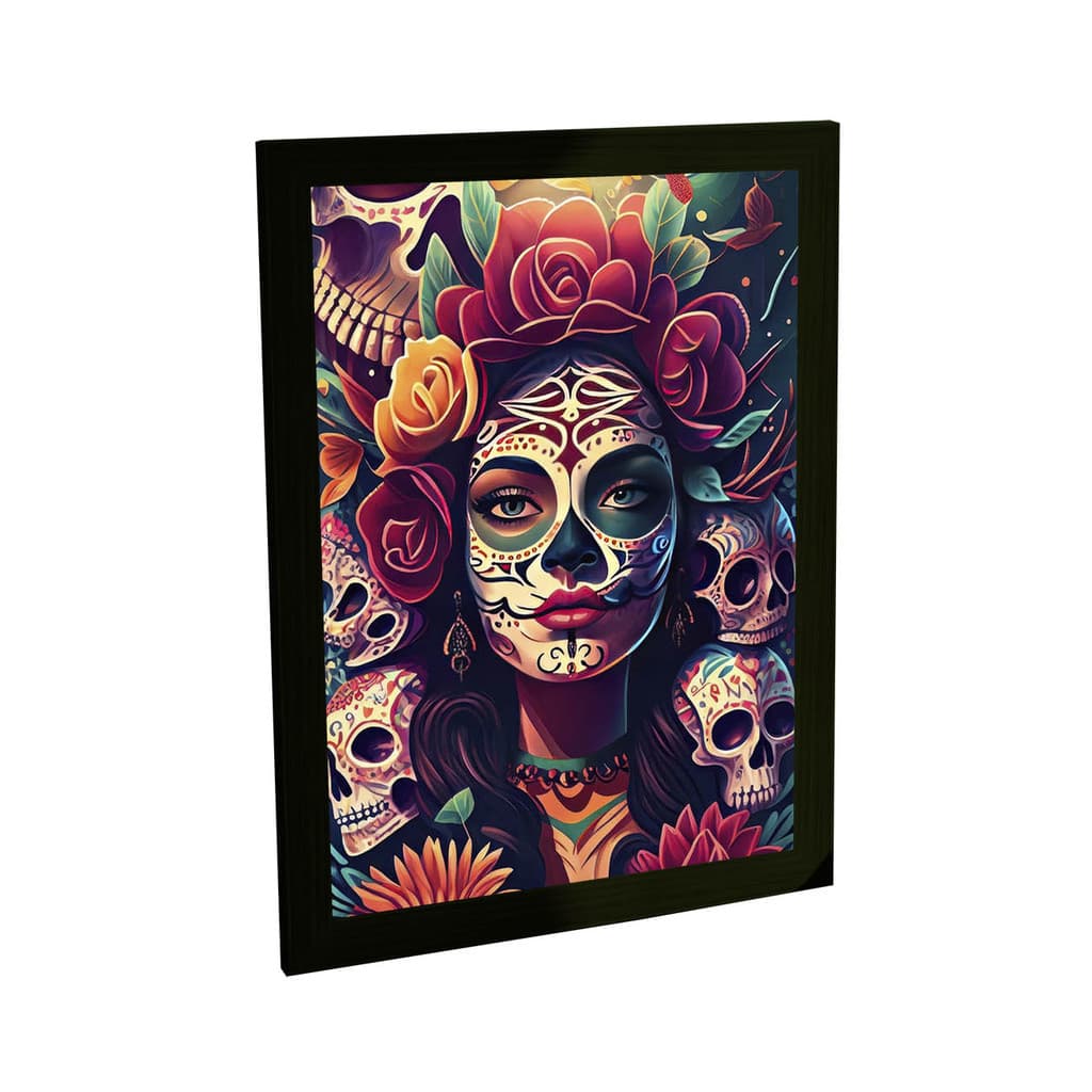 Quadro Decorativo La Santa Muerte Mexico Colorida Decoração