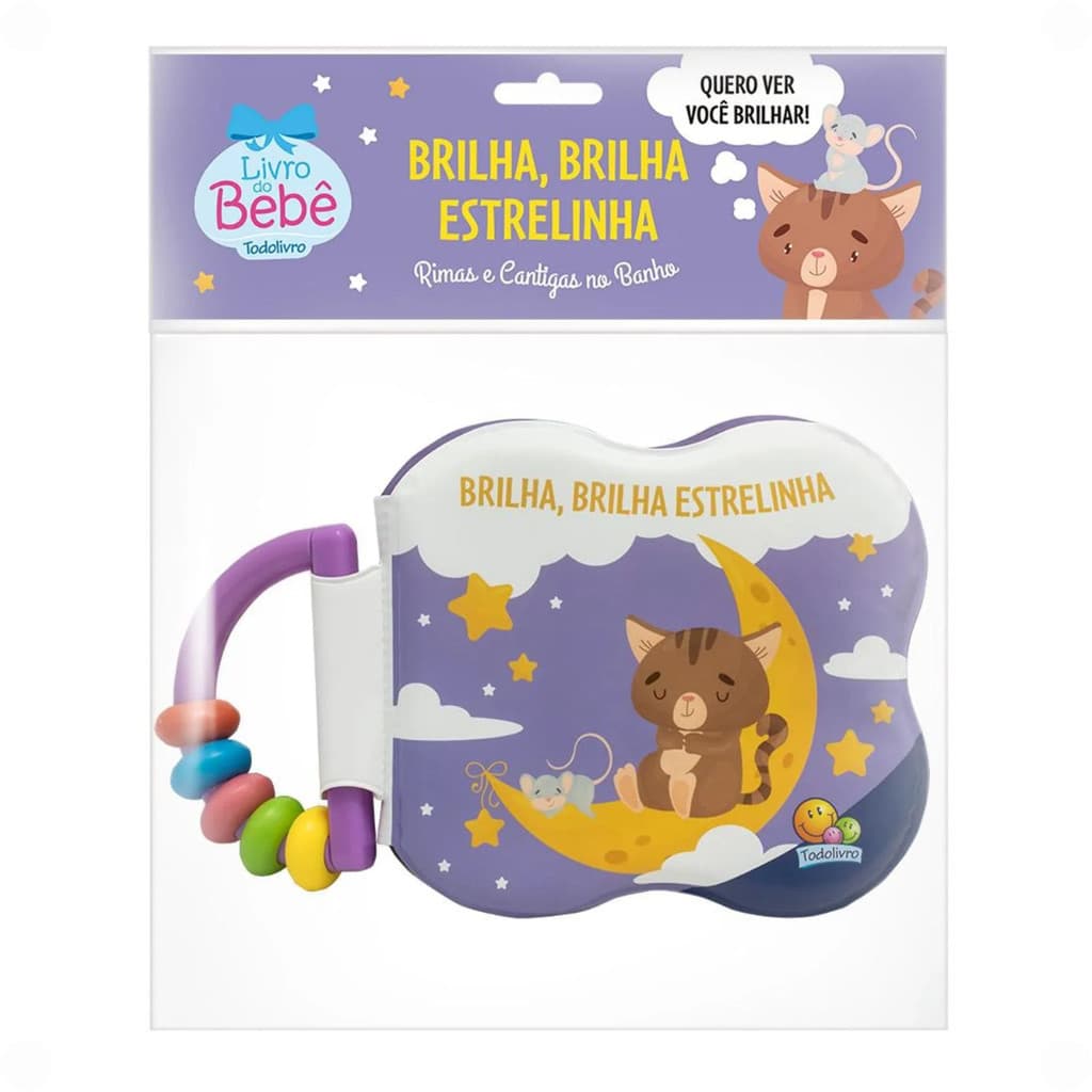 Livro Bebe de Banho Chocalho Brilha Brilha Estrelinha Rimas e Cantigas