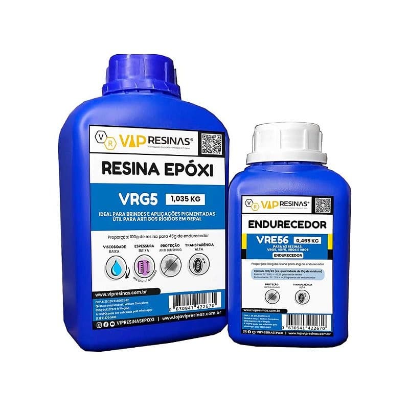 Resina Epóxi Rígida + Endurecedor VRG5 1,5kg Baixa Espessura