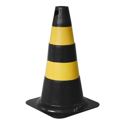 Cone de Segurança e Sinalização 50cm Preto e Amarelo PVC