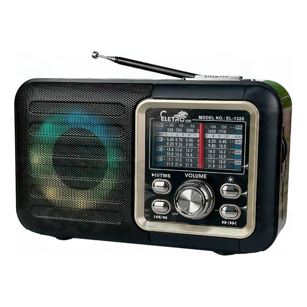 Rádio Retrô Fm/am/sw/usb/tws/bluetooth Eletromex El-1320 Rgb Rádio receptor de 8 bandas,