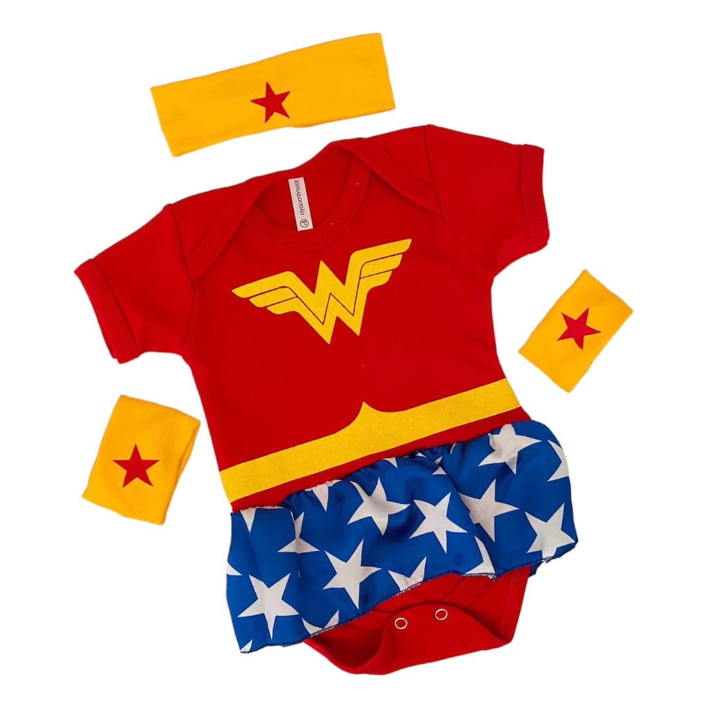 Body Bebe Infantil Mesversario Novo Menina Mulher Maravilha