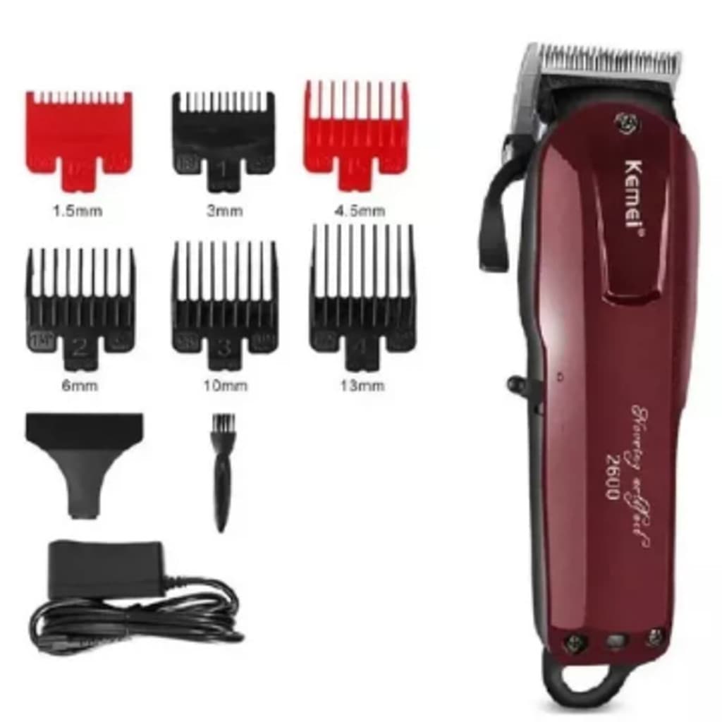 Máquina de Cortar Cabelo Profissional sem fio recarregável Kemei original cordless Km 2600 - bivolt 110v/220v