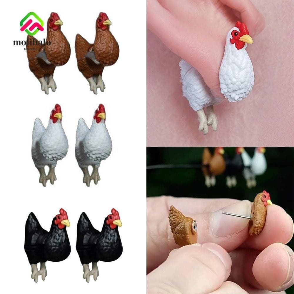 MOLIHALO Brincos De Frango Pintados À Mão , Elegantes Engraçados Feitos Joias De Animais