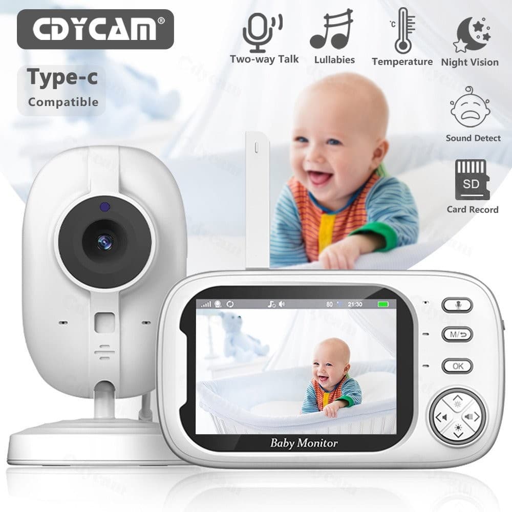 Monitor de Bebê Colorido Sem Fio Baba Eletrônica, Câmera de Segurança Babá de Alta Resolução de 3,5 Polegadas, Visão Not