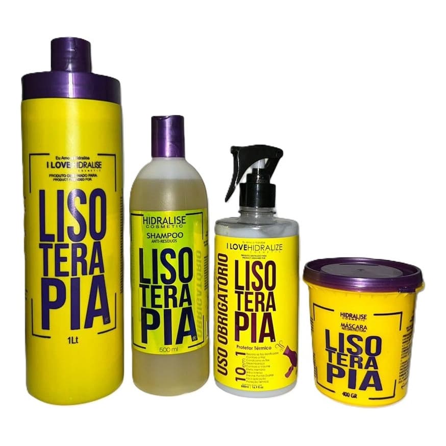 Kit Capilar Lisoterapia 1l Shampoo Protetor Térmico Mascara Hidralise
