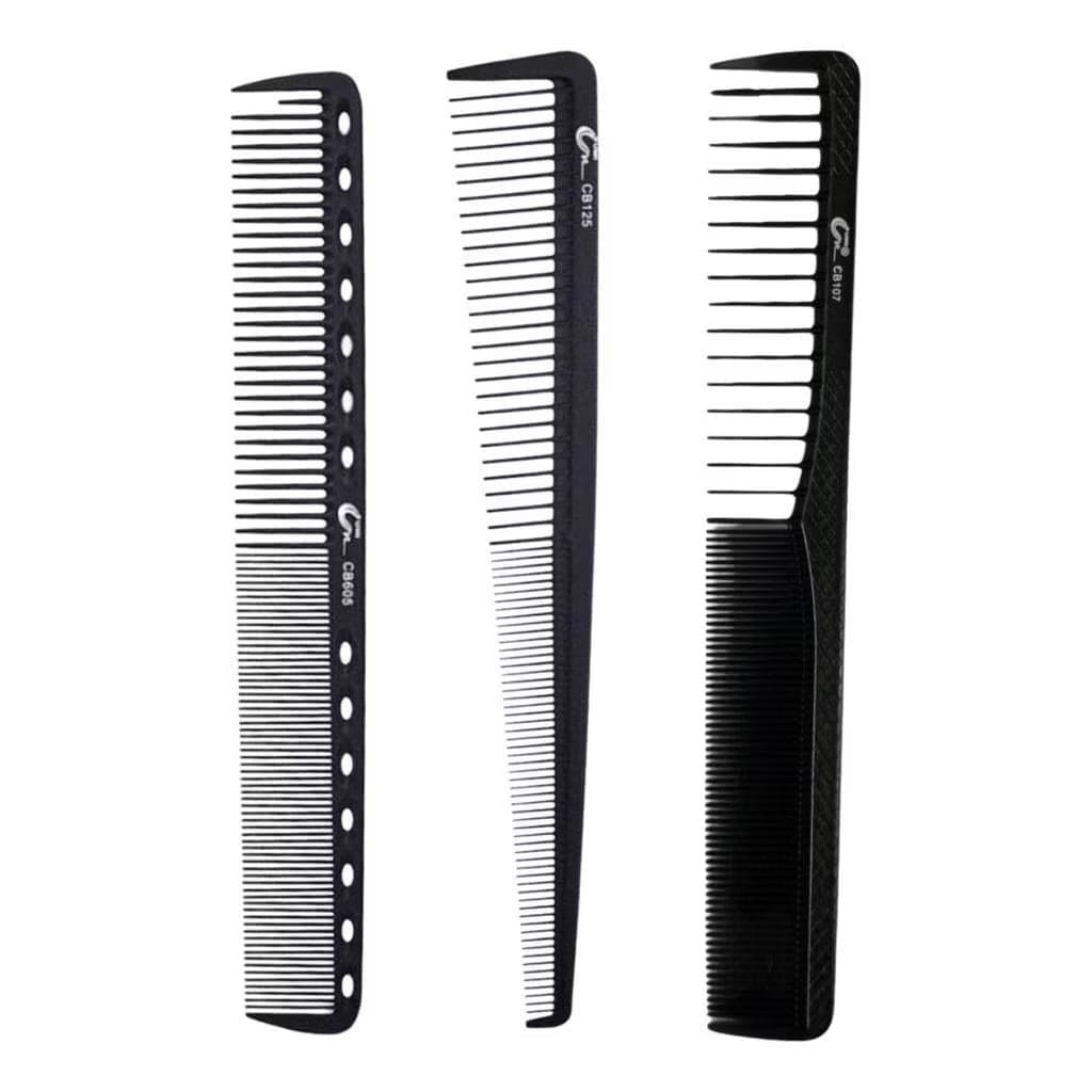 Kit de 3 Pentes Umi Profissional Antiestático Carbono  Preto 18CM