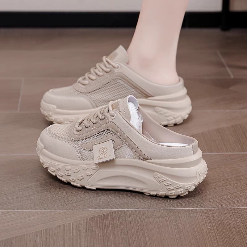 Chinelos Femininos com Aumento Interno, Sapatos Fashionáveis com Solas Grossas, Tênis Casuais Coreanos Leves e Antiderra
