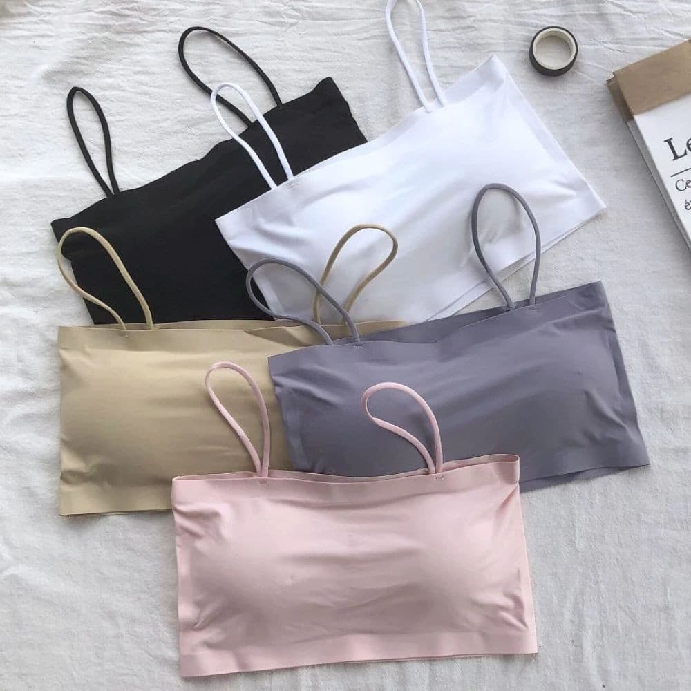 Kit Top Sutiã sem costura para Mulheres com Bojo de Seda Gelado