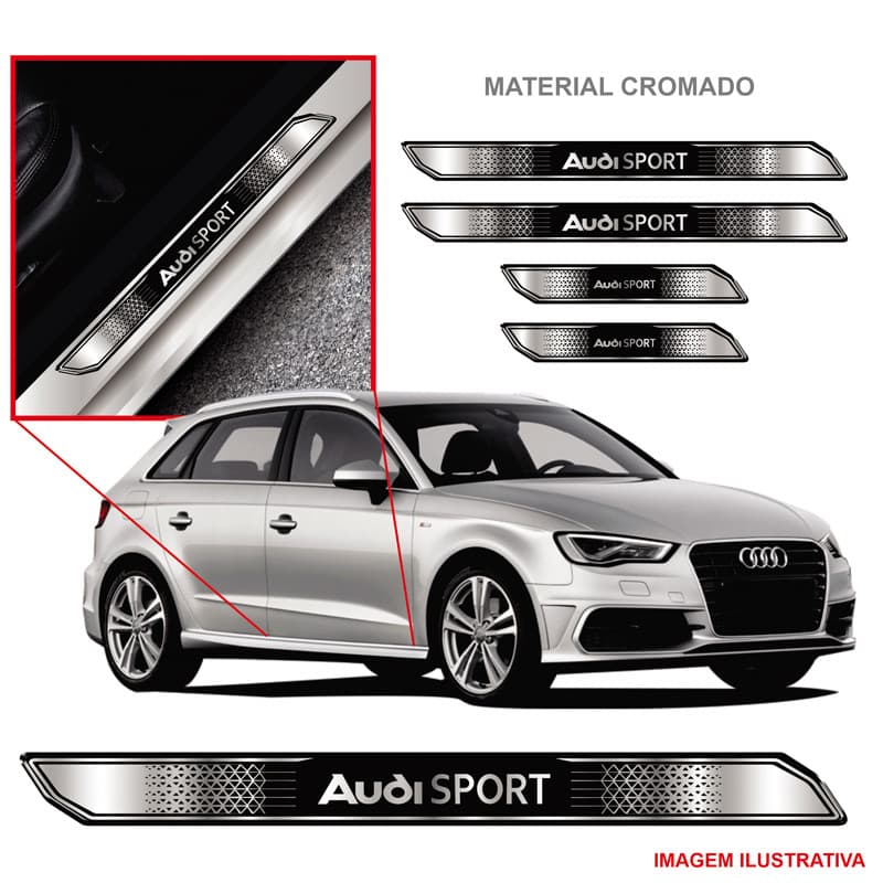 KIT JOGO SOLEIRA PROTETOR CARRO AUDI SPORT RESINADO