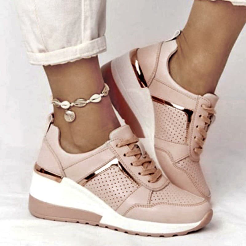 Mulheres Tênis Rendas-Up Cunha Sapatos Esportivos Femininos Vulcanizados Plataforma Casual Senhoras Confortáveis