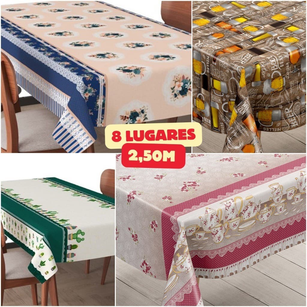 Toalha Plástica de Mesa Térmica 8 lugares - 2,50m x 1,40m