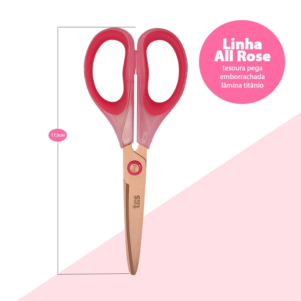 Tesoura Multiuso Emborrachada All Rose Tris 17.5cm